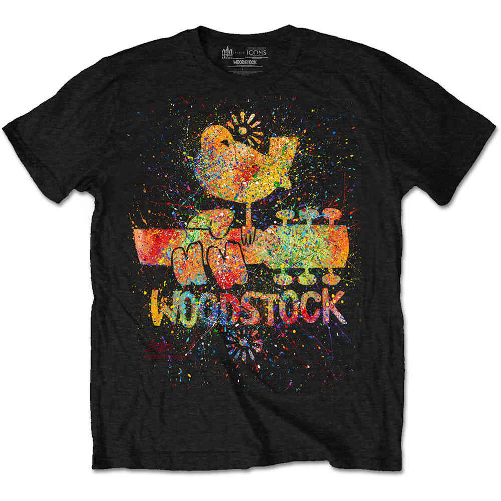 Woodstock - Splatter Tshirt Homme - Noir